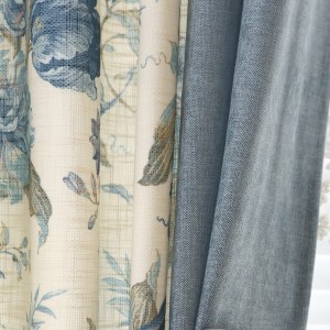 Woodland Flower Curtain with Blue Edge Border 2
