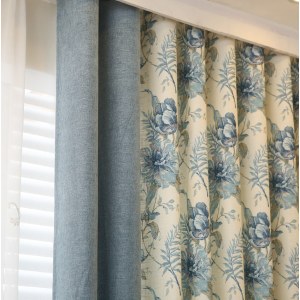 Woodland Flower Curtain with Blue Edge Border 1