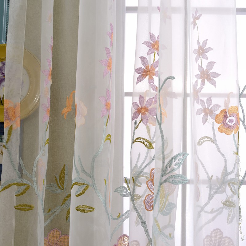 Sheer Curtain Fragrance Blue Branch, Sheer Patterned Curtains Uk