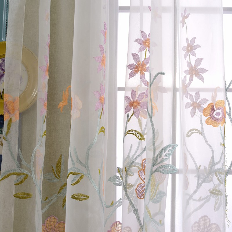 Sheer Curtain Fragrance Blue Branch Embroidered Voile Voila Sheer Curtain Fragrance Blue Branch, Sheer Patterned Curtains Uk