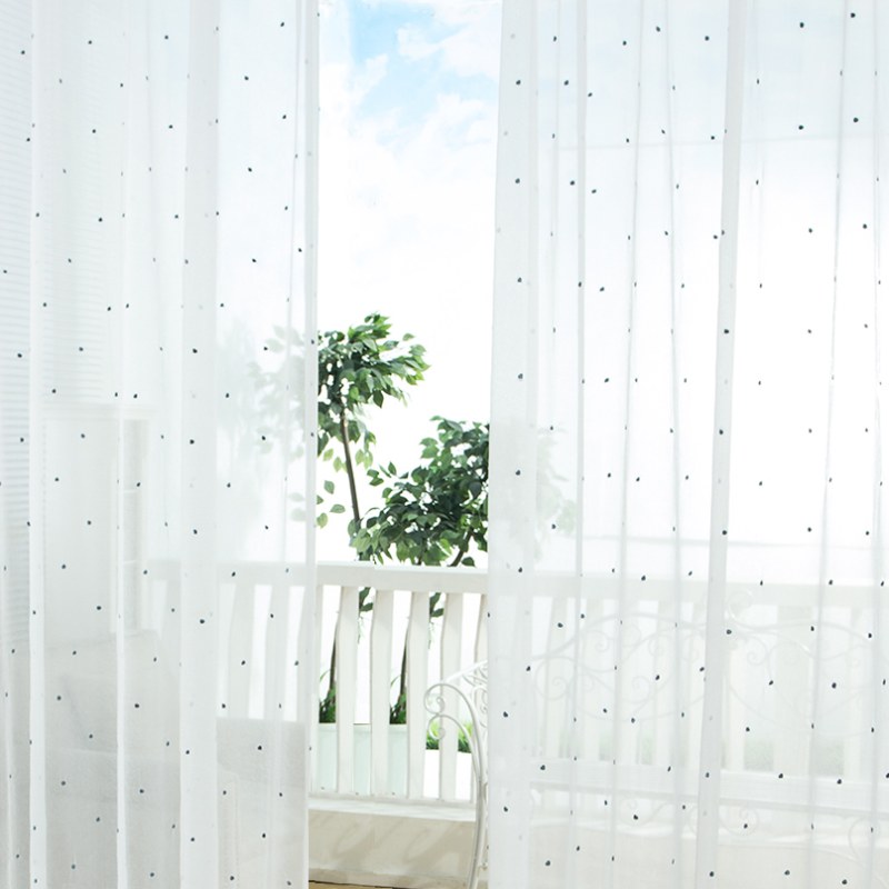Sheer Curtain Classic Polka Dot White Voile Curtain Voila Voile