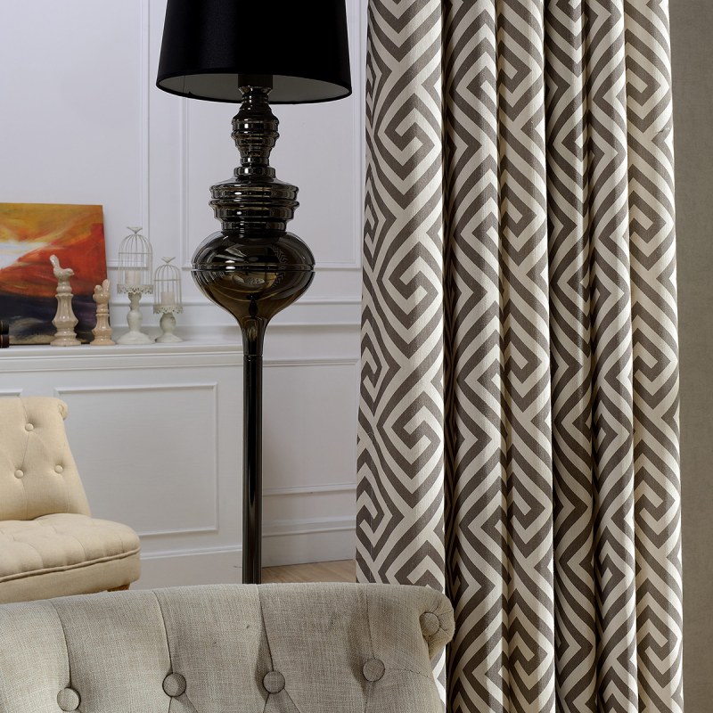 Greek Key Dark Brown Curtain Voila Voile