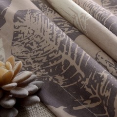 Block Leaf Brown Linen Style Curtain 4