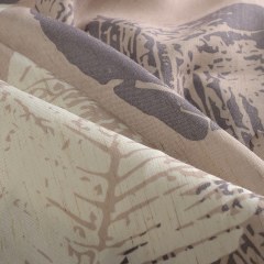Block Leaf Brown Linen Style Curtain 3