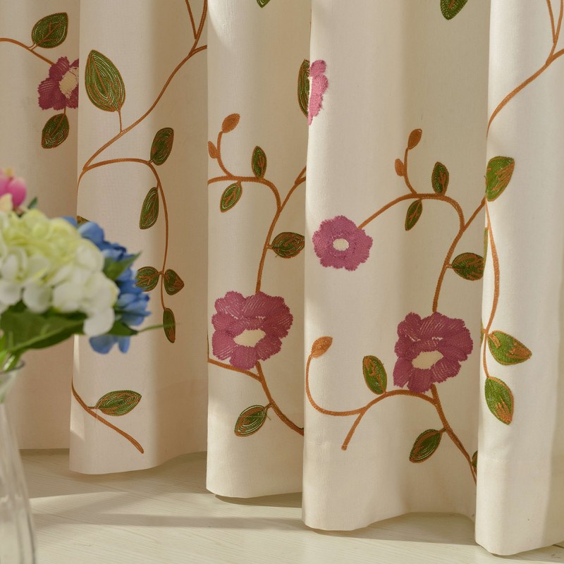 Floral Journey Pink Embroidered Curtain Voila Voile®