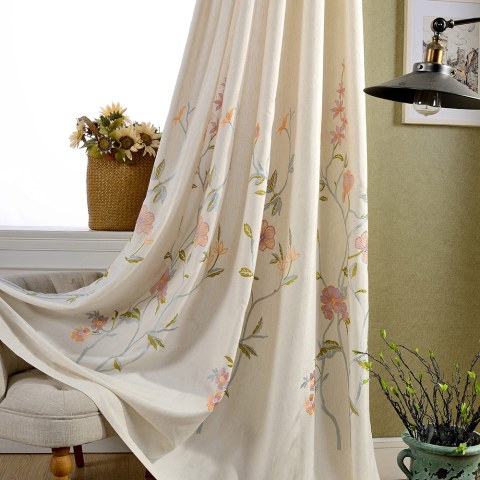 Fragrance Blue Branch Embroidered Curtain 1
