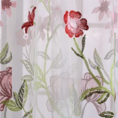 Fragrance Green Branch Embroidered Organza Sheer Curtain 4