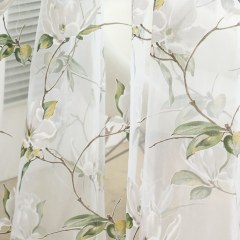 Morning Flower Ivory White Organza Sheer Curtain 1