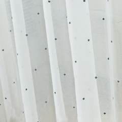 Sprinkled Hearts Blue Textured Embroidered Sheer Curtain 3