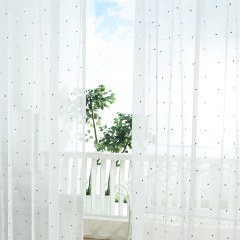 Sprinkled Hearts Blue Textured Embroidered Sheer Curtain 2