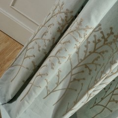 Trees of the Four Seasons Teal Blue Embroidered Curtain 8