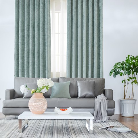 Luxury Duck Egg Sage Green Chenille, Sage Green Curtains Living Room