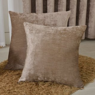 Luxury Brown Taupe Chenille Curtain Drapes 7
