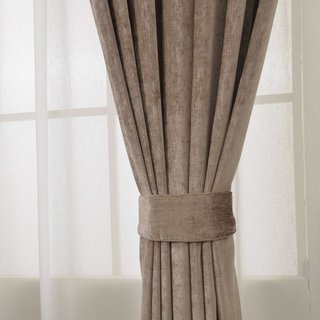 Luxury Brown Taupe Chenille Curtain Drapes 3