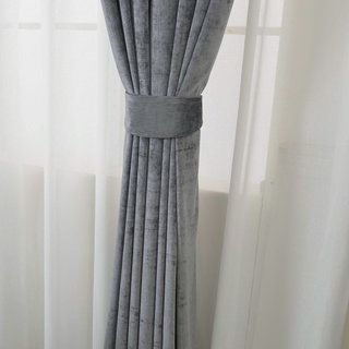 Luxury Gray Chenille Curtain Drapes 5