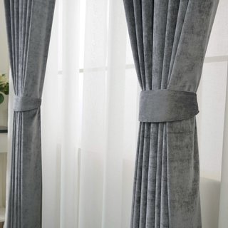Luxury Gray Chenille Curtain Drapes 3