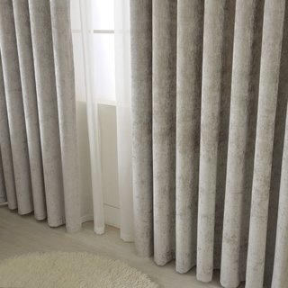 Luxury Silver Gray Chenille Curtain Drapes 4