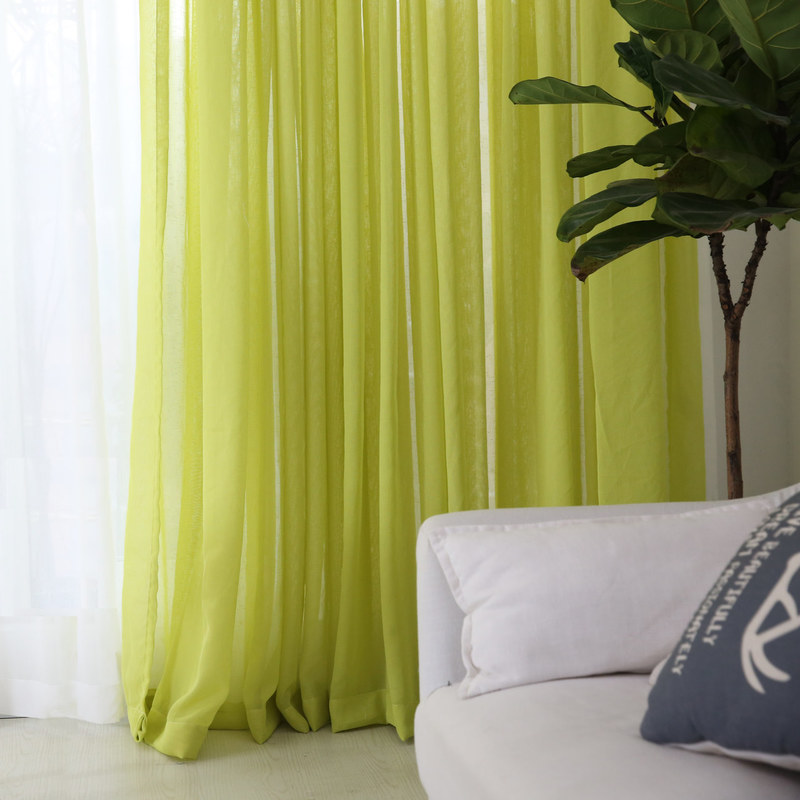 Notting Hill Lime Green Textured Sheer, Lime Green Curtains