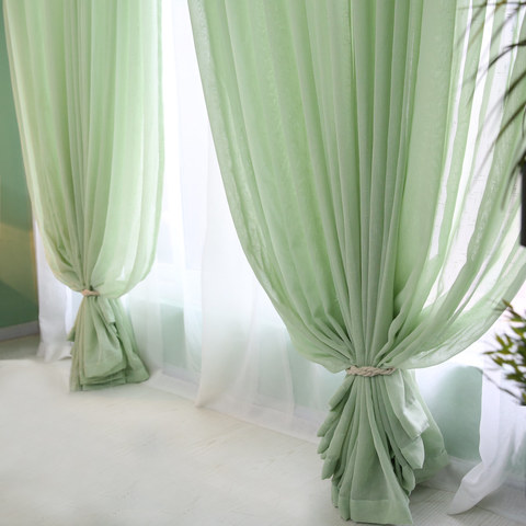 green sheer curtain