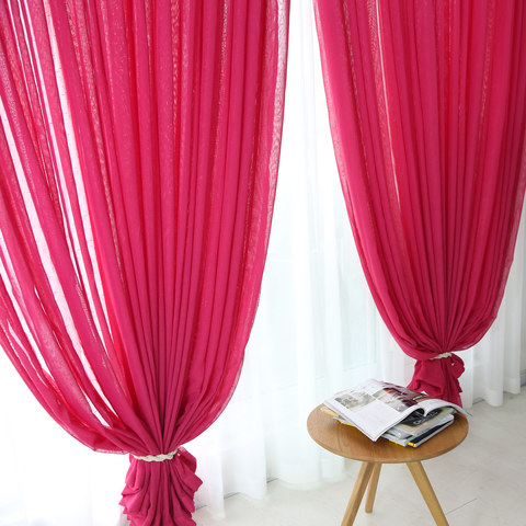 Notting Hill Rose Pink Textured Sheer Curtain 2