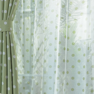 Classic Polka Dot Olive Green Sheer Curtain 5