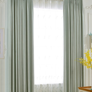 Cozy Subtle Textured Light Teal Blue Blackout Curtain Drapes
