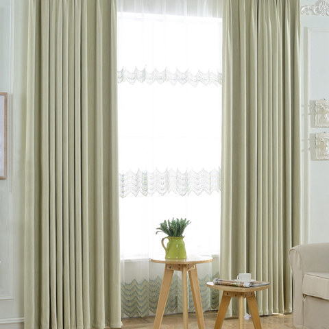 Cozy Subtle Textured Sage Green Blackout Curtain Drapes 1
