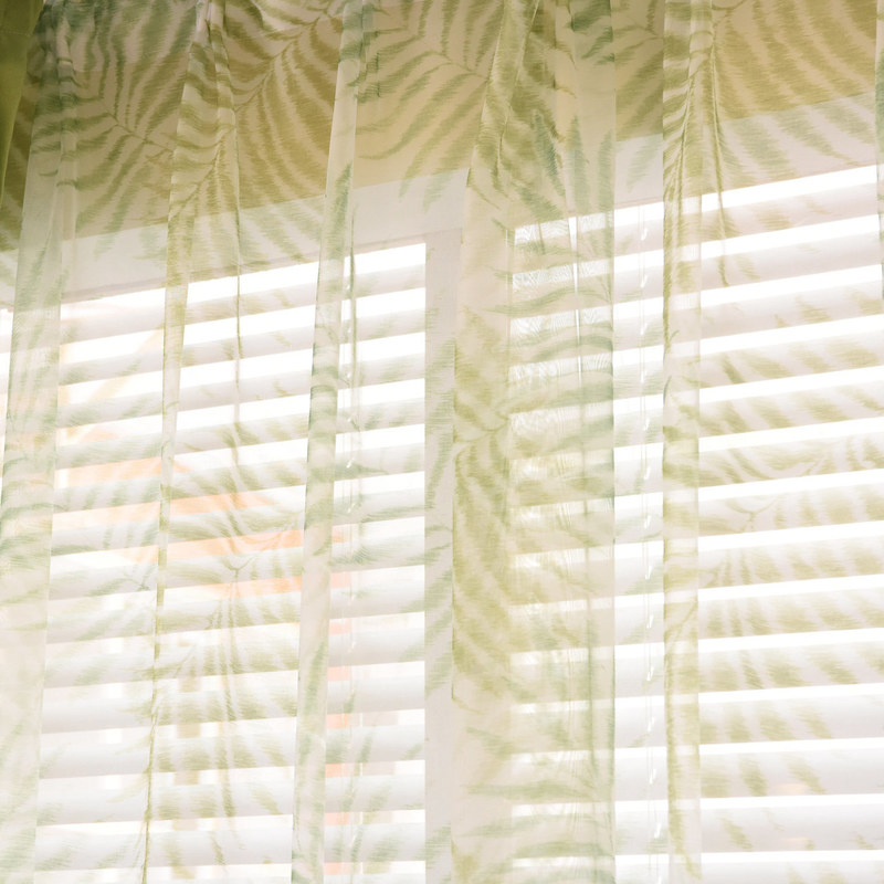 Palm Tree Leaves Green Sheer Curtain, Palm Tree Curtains