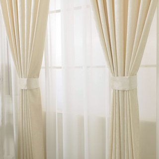 Luxury Cream Off White Chenille Curtain Drapes 4