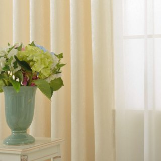 Luxury Cream Off White Chenille Curtain Drapes 5