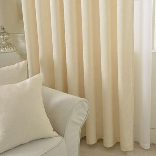 Luxury Cream Off White Chenille Curtain Drapes 2
