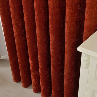 Luxury Terracotta Burnt Orange Chenille Curtain Drapes 3