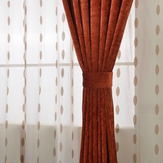 Luxury Terracotta Burnt Orange Chenille Curtain Drapes 2