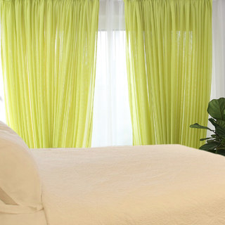 Notting Hill Lime Green Textured Sheer Curtain 2