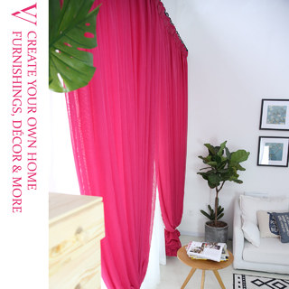 Notting Hill Rose Pink Textured Sheer Curtain 3