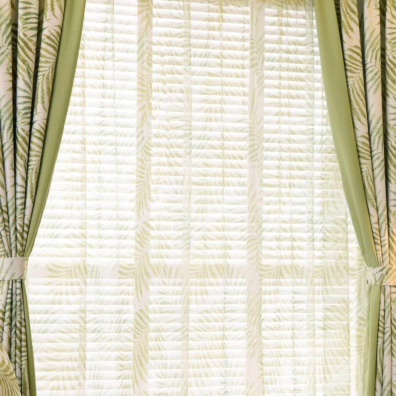 Palm Tree Leaves Green Sheer Curtain