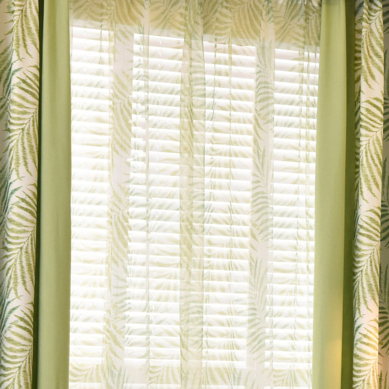 Palm Tree Leaves Green Sheer Curtain