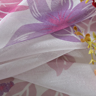 Sheer Curtain Tropical Leaves Purple Pink Voile Curtain 5