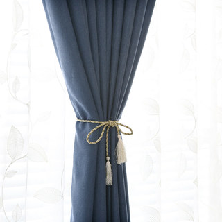 Subtle Spring Denim Navy Blue Curtain 4