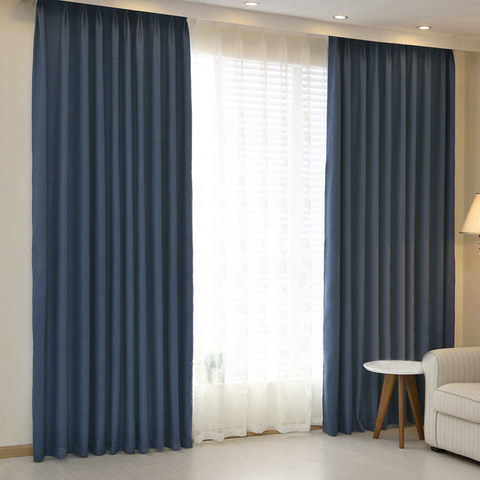 Subtle Spring Denim Navy Blue Curtain 1