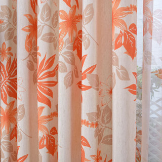 Tropical Leaves Orange Curtain 5