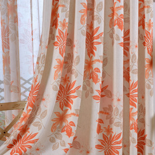 Tropical Leaves Orange Curtain 3