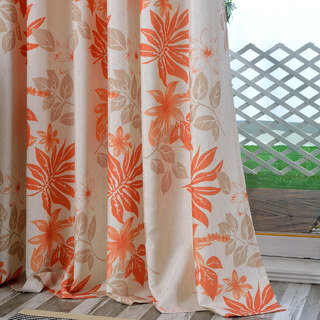 Tropical Leaves Orange Curtain 4