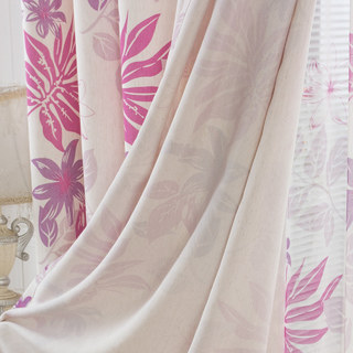 Tropical Leaves Purple Pink Curtain 8