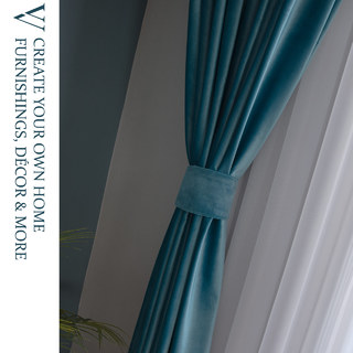 Microfiber Teal Blue Velvet Curtain Drapes 4