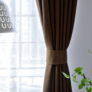 Zigzag Twill Coffee Brown Blackout Curtain Drapes 5