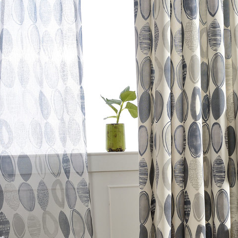 Infinity Blue Grey Modern Geometric Voile Curtain Voila Infinity Blue Grey Modern Geometric, Red And White Geometric Pattern Curtains