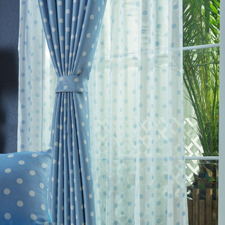 Classic Blue Polka Dot Sheer Curtain