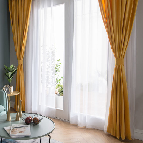 Microfiber Yellow Velvet Curtain Voila Voile Microfiber Yellow Velvet Curtain, Yellow Velvet Curtains