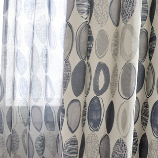 Infinity Blue Gray Modern Geometric Sheer Curtain 3